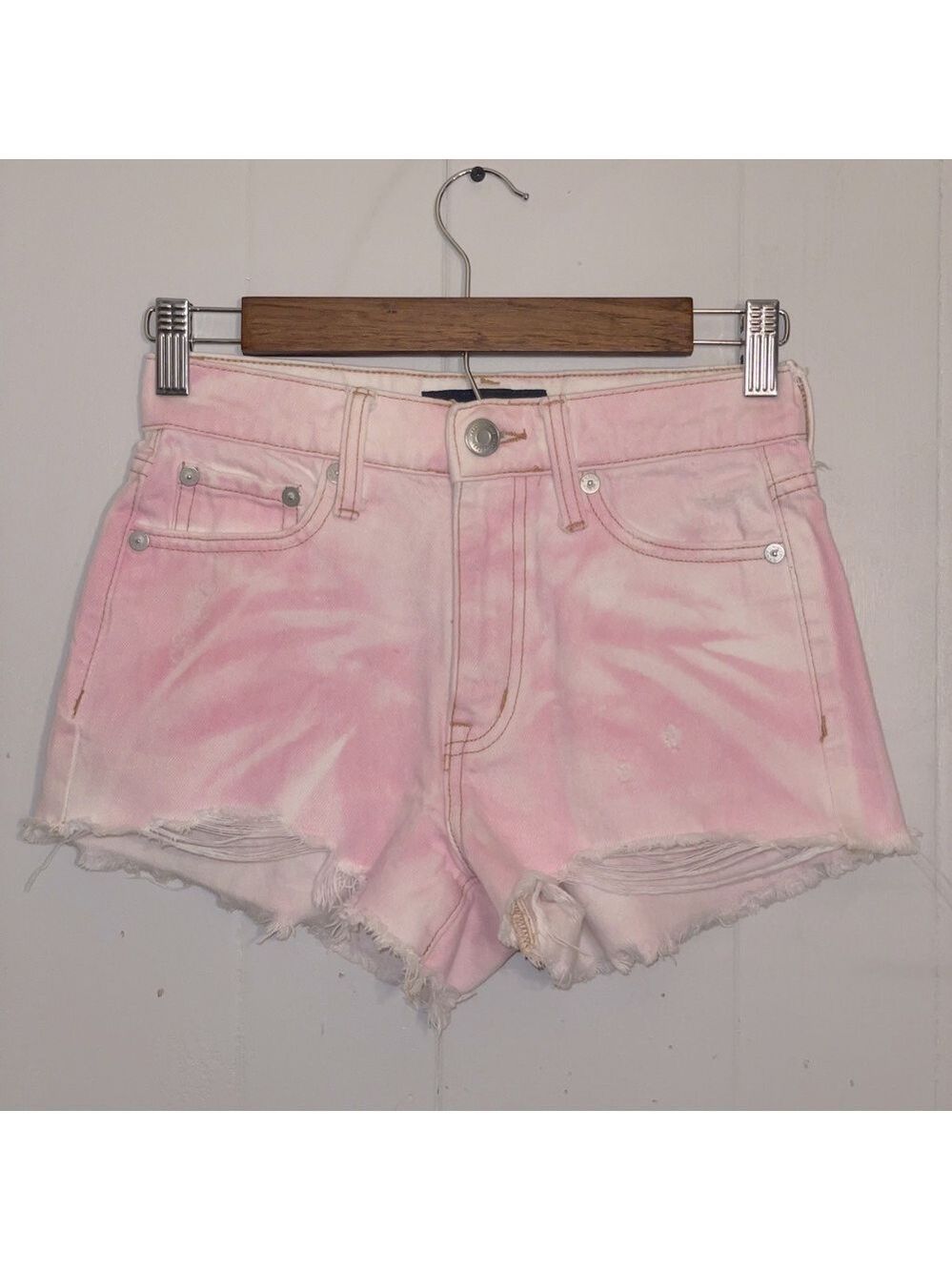 Aeropostale high rise Shorty Denim Shorts Tie Dye pink 000